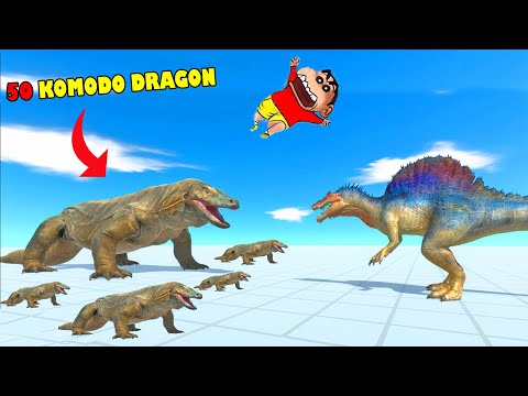 50 KOMODO DRAGONS vs EVERY UNIT | SHINCHAN and CHOP fight DINOSAURS😱|😂Funny game ARBS in Hindi