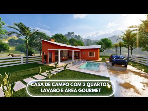 Casa de Campo com 3 Quartos, Lavabo e Área Gourmet - P068