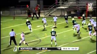 #4 Jalen Davis of Helix returns a punt for a 40 yard touch down