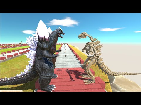 SPACE GODZILLA VS GODZILLA SKELETON DEATH RUN - Animal Revolt Battle Simulator