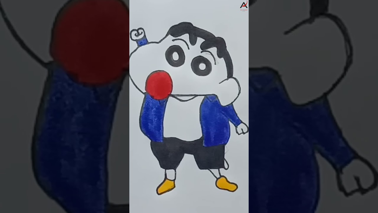 Shinchan Drawing with Colours 🎨|| Easy Shinchan Drawing for Kids || How to Draw Favorite Shinchan 🤩