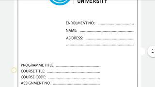 IGNOU ASSIGNMENT FRONT PAGE