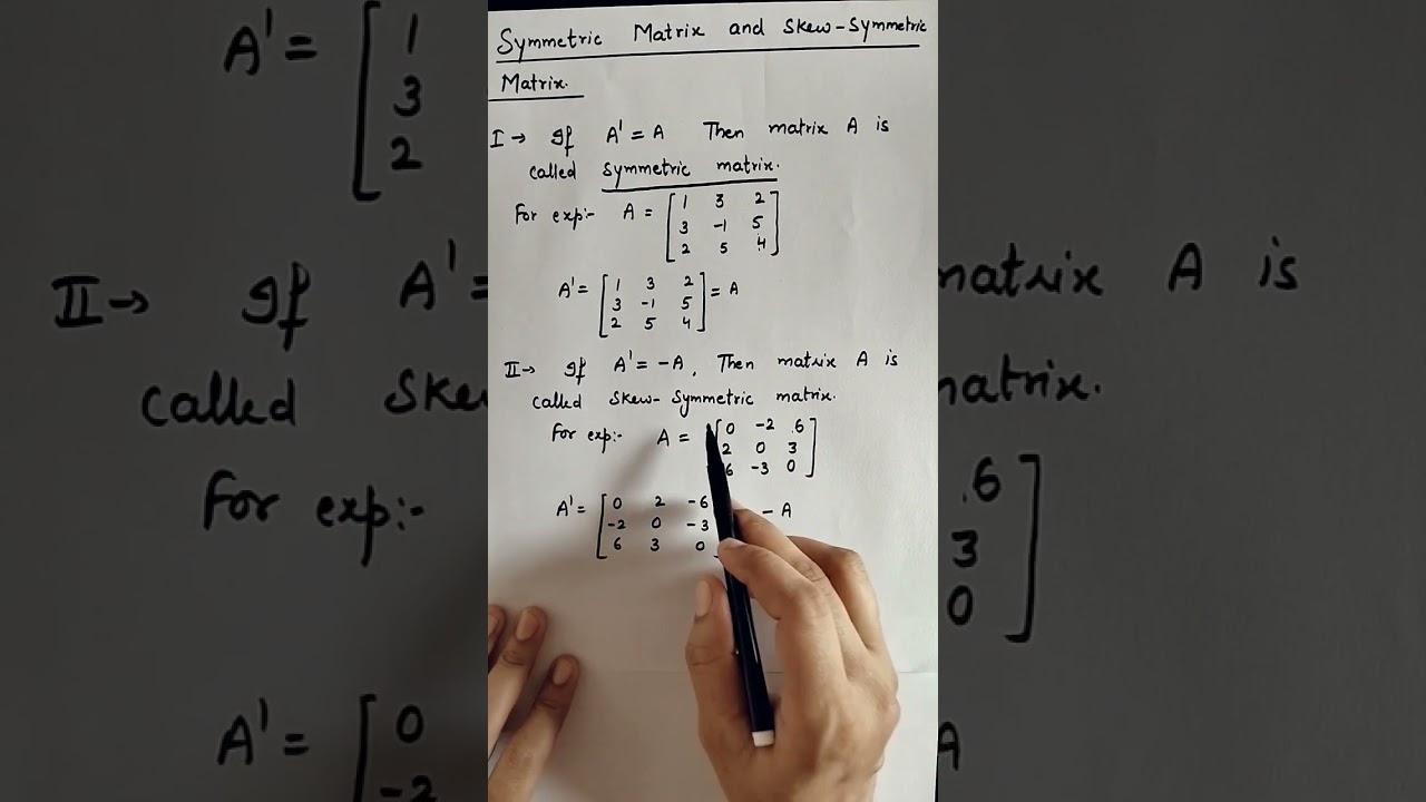 Symmetric matrix and Skew-Symmetric matrix.