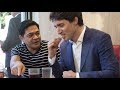 Trudeau snacks on fries at Manila Jollibee restaurant