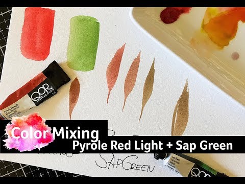 Watercolor Mixing with Qor Watercolors: Pyrole Red Light + Sap Green