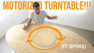 DIY OVAL DINING TABLE that SPINS!!!! BUILT--IN LAZY SUSAN