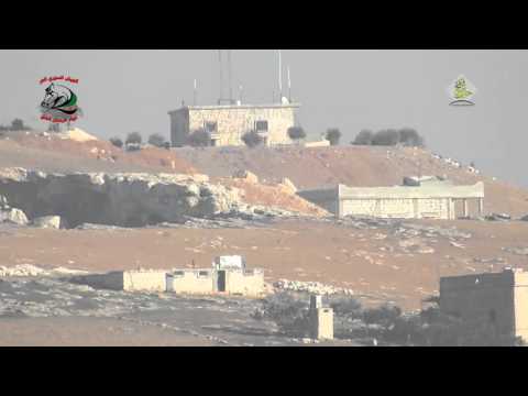 استهداف غرفة عمليات  لقوات النظام بصاروخ تاو من قبل فرسان الحق   في تلة  العيس في محافظة حلب