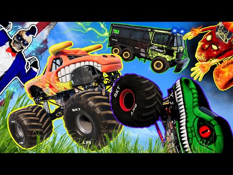 Monster Jam INSANE Racing, Freestyle and High Speed Jumps #92 | BeamNG Drive | Grave Digger
