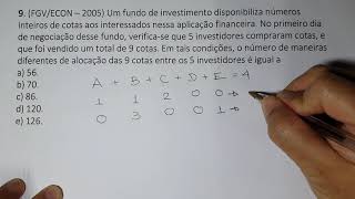 Resolução do exercício 9 da lista de Análise combinatória