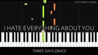 Three Days Grace - I Hate Everything About You (Easy Piano Tutorial)