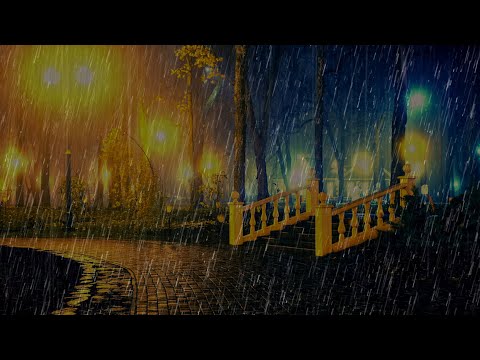 Schlafen Sie sofort mit Regen & Gewittergeräusche die den Park nachts bedecken