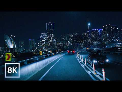Relaxing Night Drive in Yokohama / 8K 60fps HDR / Soft Lofi Beats