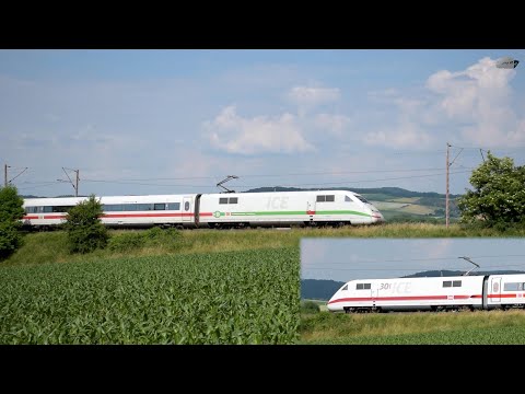 Umleiterverkehr auf der alten Nord-Süd-Strecke - Viele ICEs bei Eichenberg (mit 401 086)