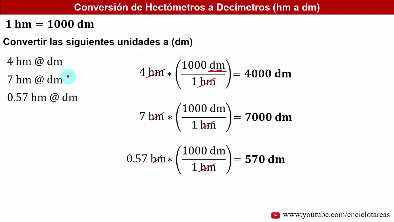 Hectómetros a Decímetros (hm a dm) - CONVERSIONES