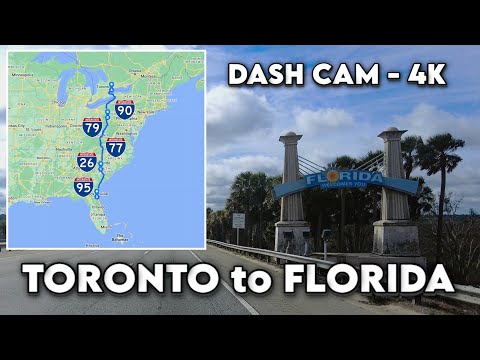 🚗 Toronto to Florida: 4K Road Trip Along I-90 to I-79 to I-77 to I-26 to I-95! 🌴📹