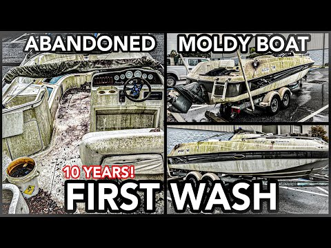 ABANDONED Barn Find | Moldy Boat First Wash In 10 Years! | Satisfying Car Detailing Restoration!