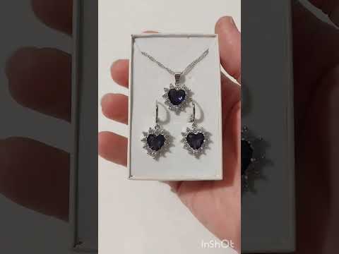 Подарок девушке "Сердце аметист" кулон на цепочке с цирконами в серебристой оправе упакован в коробочку - фото 2 - id-p2381495827