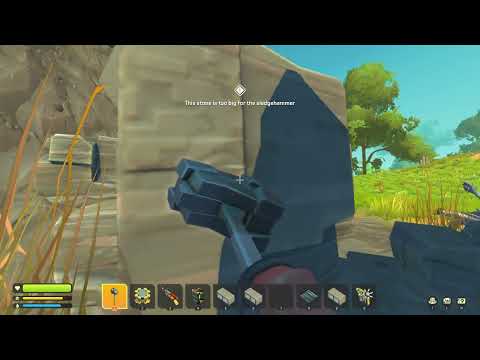 Scrap Mechanic hammer breaking stones that are too big.