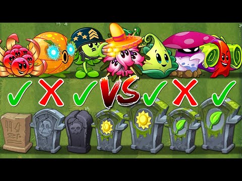 PvZ2 Challenge - How Many Plant's Can Defeat 7 Different Gravestone Using Only 1 Plant Food?