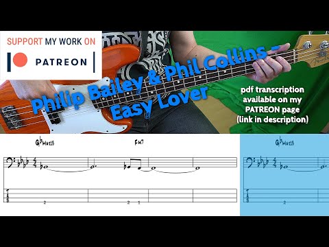 Philip Bailey & Phil Collins - Easy Lover (Bass cover with tabs)