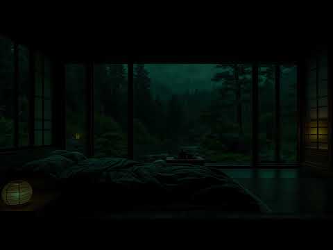 (No Ads) Deep Mountain Rain Sounds at Night 🌧️ | Dark Bedroom Ambience for Deep Sleep