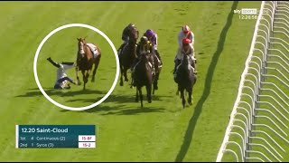 SHOCKING. Christophe Soumillon ELBOWS Rossa Ryan off horse in scary mid-race incident