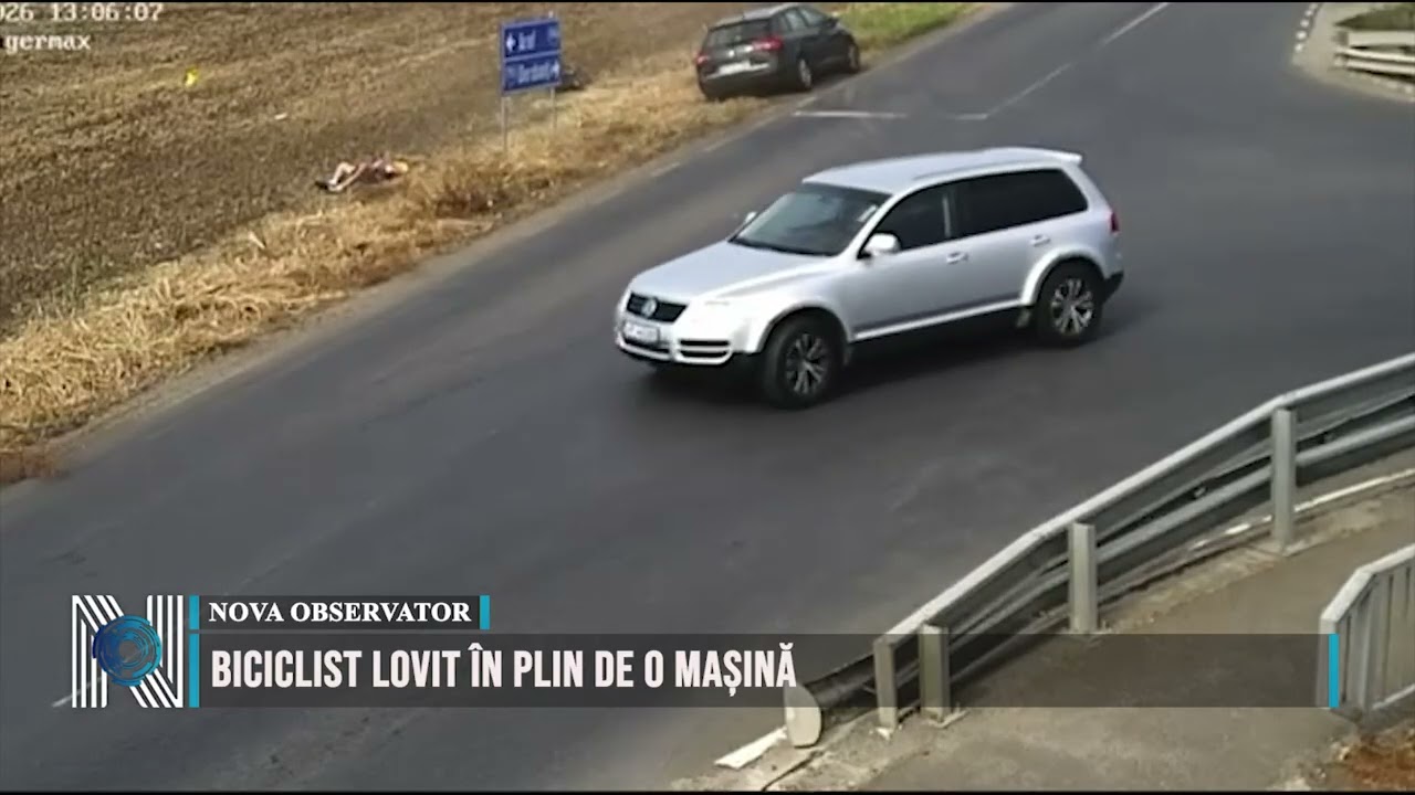 Biciclist lovit în plin de o mașină
