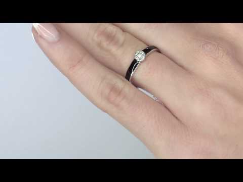 Edenly - Bague Clair Obscur Solitaire - laque noire et Diamants 0.04 ct - or blanc