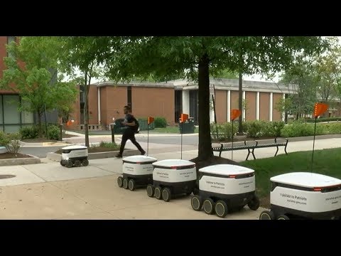 Starship delivery robots at George Mason University in Virginia