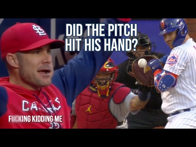 Umpires say this pitch hit Pete Alonso, a breakdown