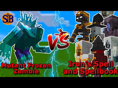 New Mutant Frozen Zombie vs new Iron's Spell and Spellbook's | Minecraft Mob Battle