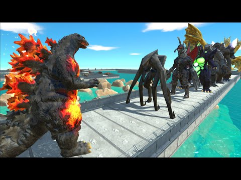 Godzilla Burning Death Run VS All Monster - Animal Revolt Battle Simulator