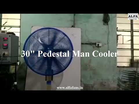 Blue 36 inch industrial man cooler pedestal fan