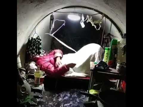 Weird TikTok of man who sleeps inside sewer tunnel