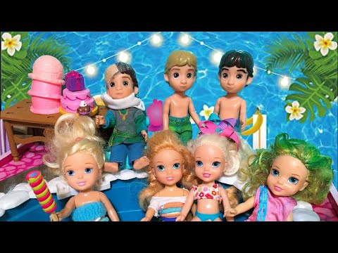 Christopher's Birthday Party by the Pool - Elsa and Anna Celebrate with Friends Ep. 559