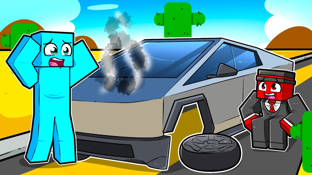 Viagem de Carro em Busca do Tesla CyberTruck no Minecraft!
