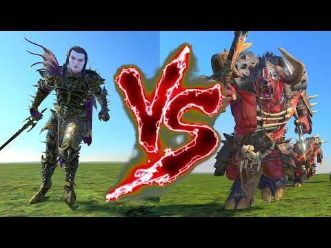 Malus Darkblade VS Minotaurs of Khorne. Total War Warhammer 3