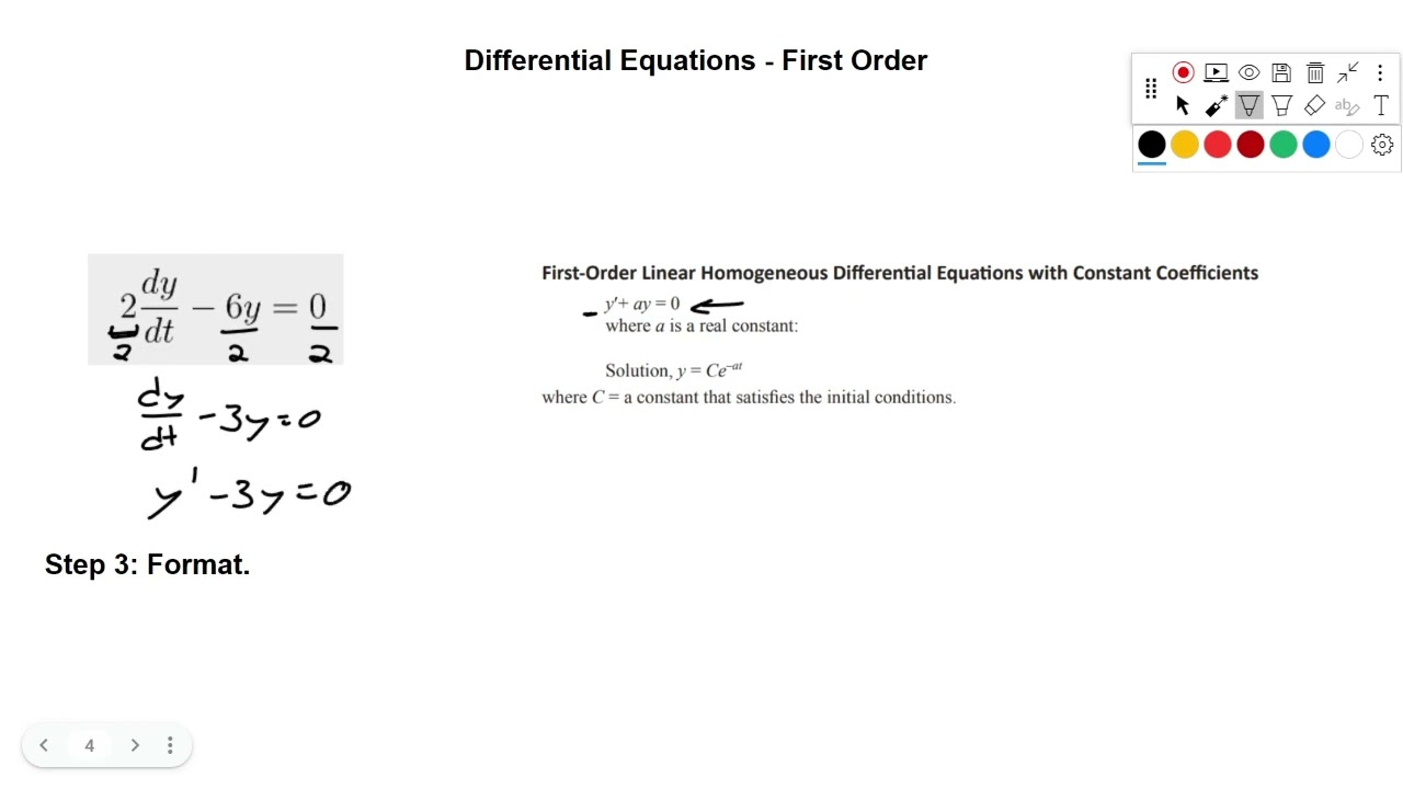 First Order Differential Equations - Mathematics - FE Exam
