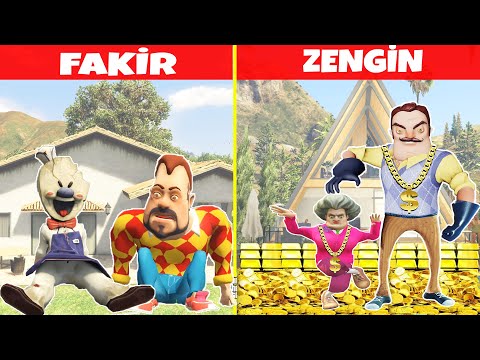 ZENGİN ve FAKİR KÖTÜLER KAPIŞMASI 😱 GTA 5 Dark Riddle - Scary Teacher - Ice Scream