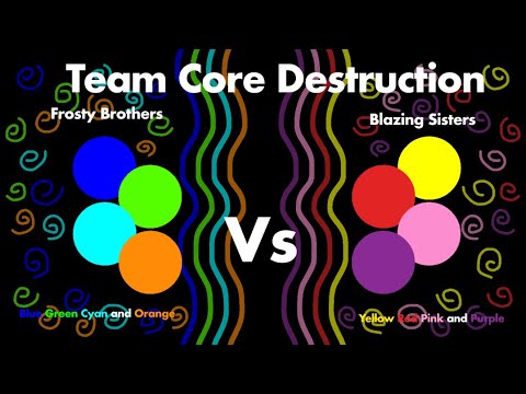 4 VS 4 - Team Core Destruction Marble Battle in Algodoo