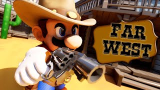 Mario and Sonic vs Bowser in the far west