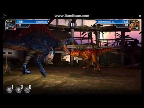 Jurassic World: The Game - "Happy Anniversary" - Battle 1: Spinosaurus VS Tyrannosaurus Rex