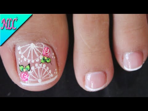 DISEÑO DE UÑAS PARA PIES ROSAS Y MANDALAS – ROSES NAIL ART – FRENCH NAIL ART – NLC