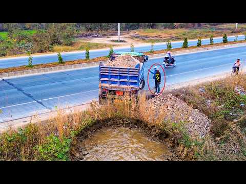Amazing technique and Incredible skill bulldozer operator pushes soil filling land