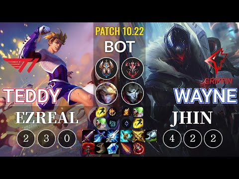 T1 Teddy Ezreal vs GRF Wayne Jhin Bot - KR Patch 10.22