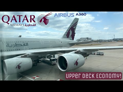 Flying Qatar Airways’ Upper Deck in Economy Onboard Their A380-800 | 🇶🇦 Doha ✈︎ London Heathrow 🇬🇧