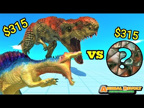 T-rex and spinosaurus vs random team same price ARBS animal revolt battle simulator