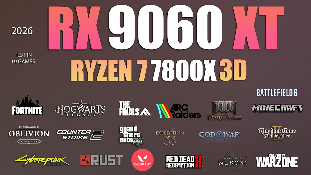 Miniatura wideo: RX 9060 XT + Ryzen 7 7800X3D: Test in 19 Games