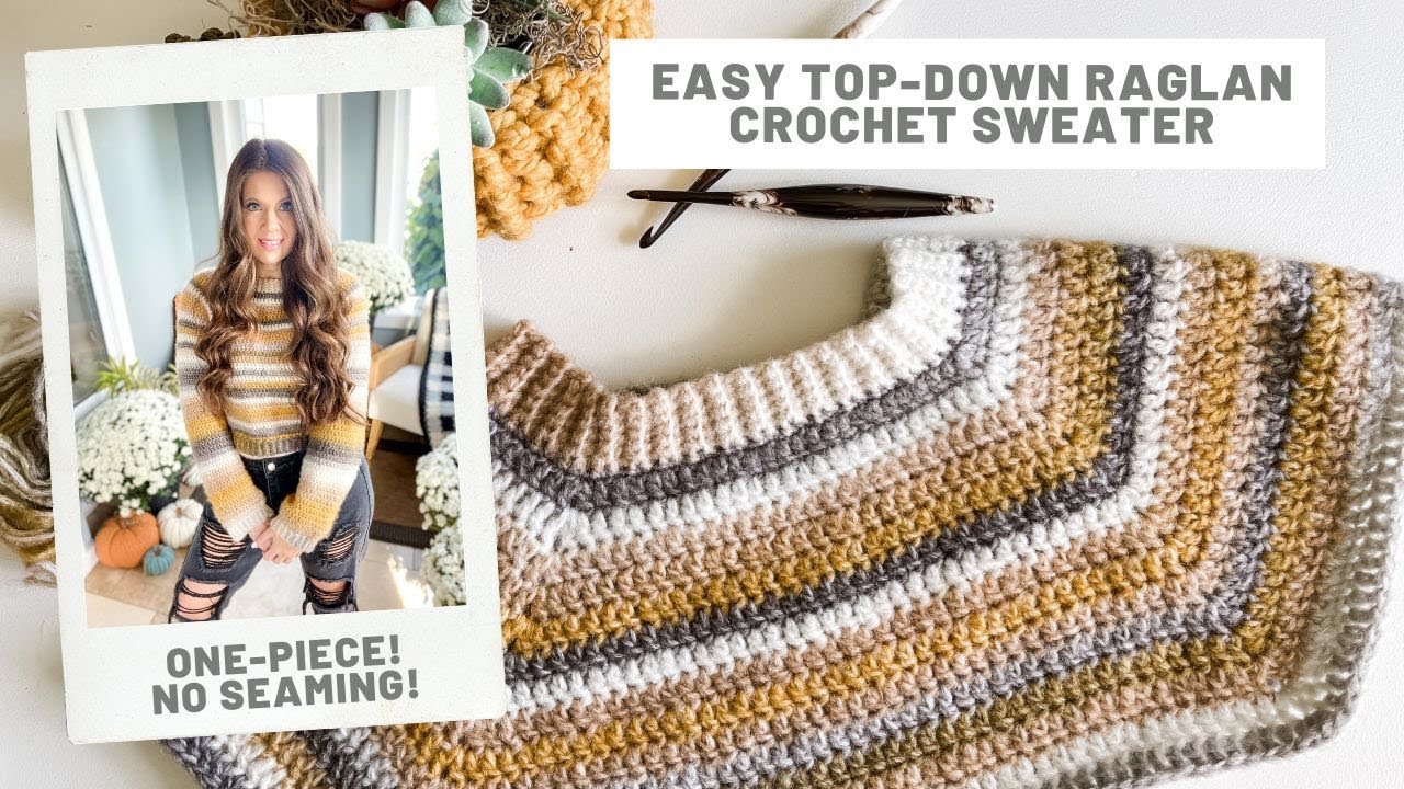 Top Down Raglan Crochet Sweater - Free Pattern