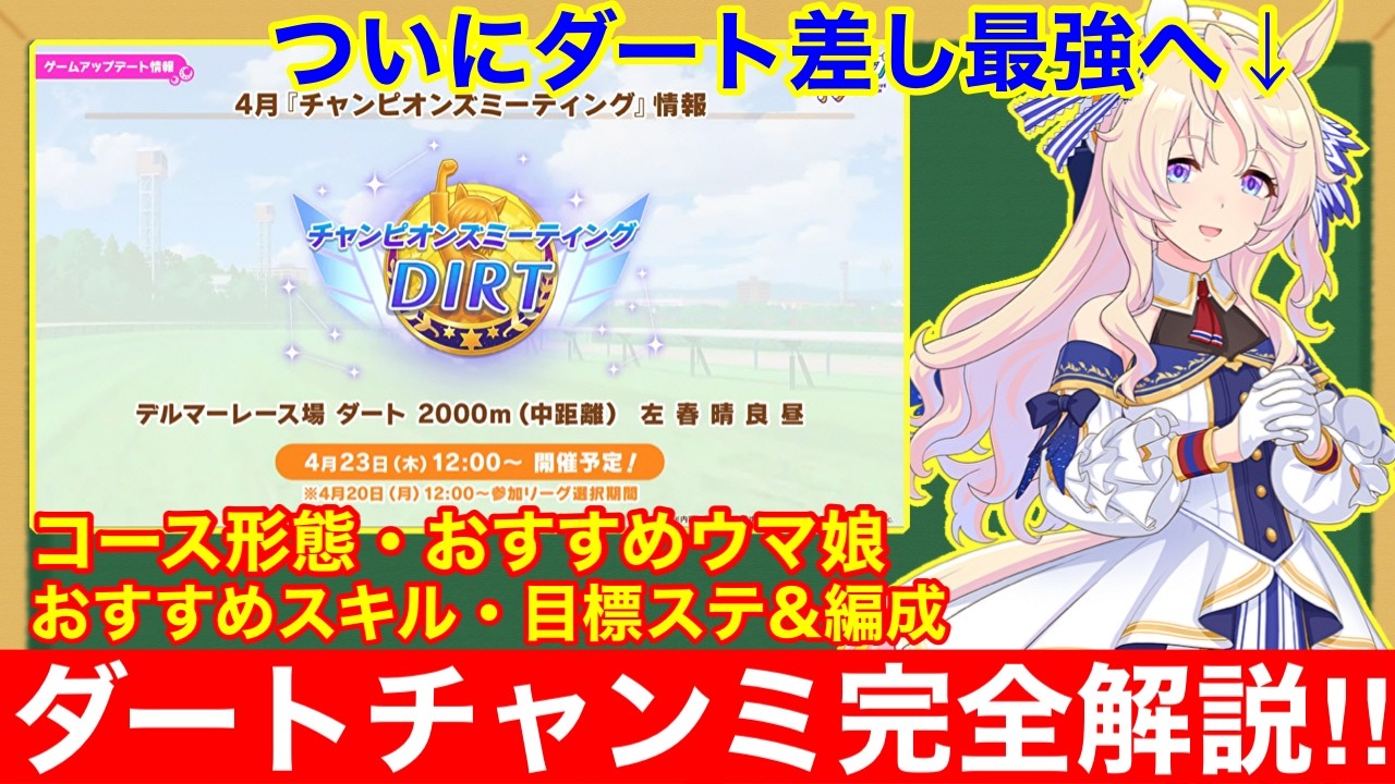 【ウマ娘】これ一本で完全攻略！チャンミデルマーダート2000mで差が付くポイントをすべて徹底解説‼【4月チャンピオンズミーティングDIRT】